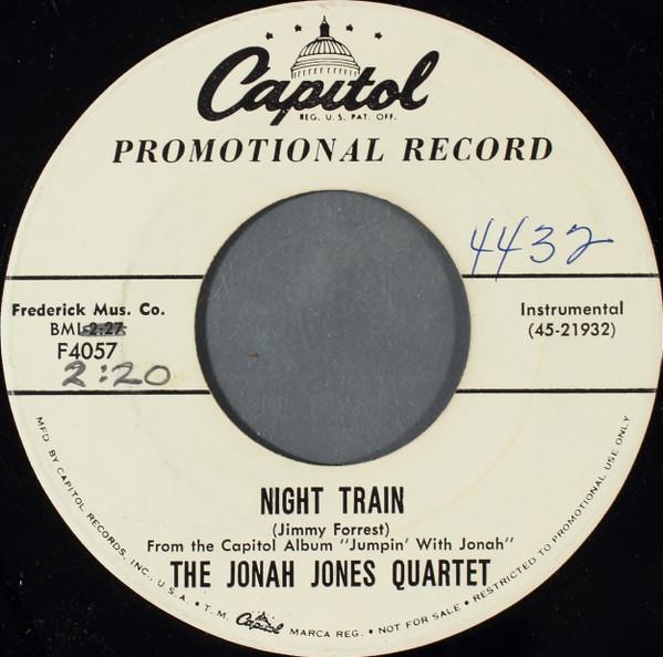 

7-дюймовая пластинка JONAH JONES QUARTET Night Train F4057PROMO Capitol Records 1958 США Джаз Б/у