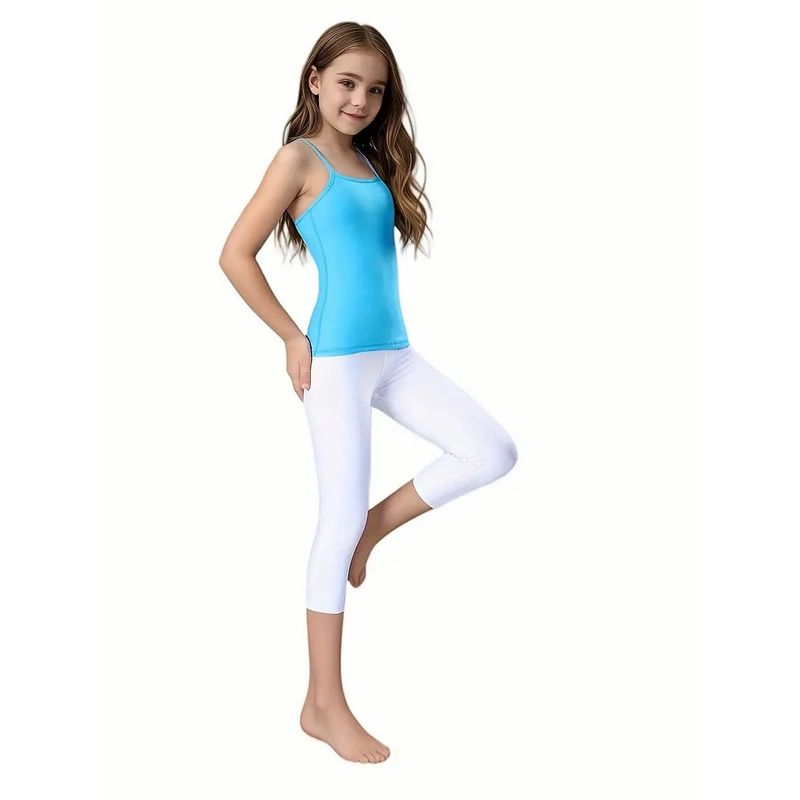 

Youth Girl s Yoga Vest Tight with Chest Pad Little Girl Sports Tops Quick-Drying Small Size Blue Sky Blue 8-9Y