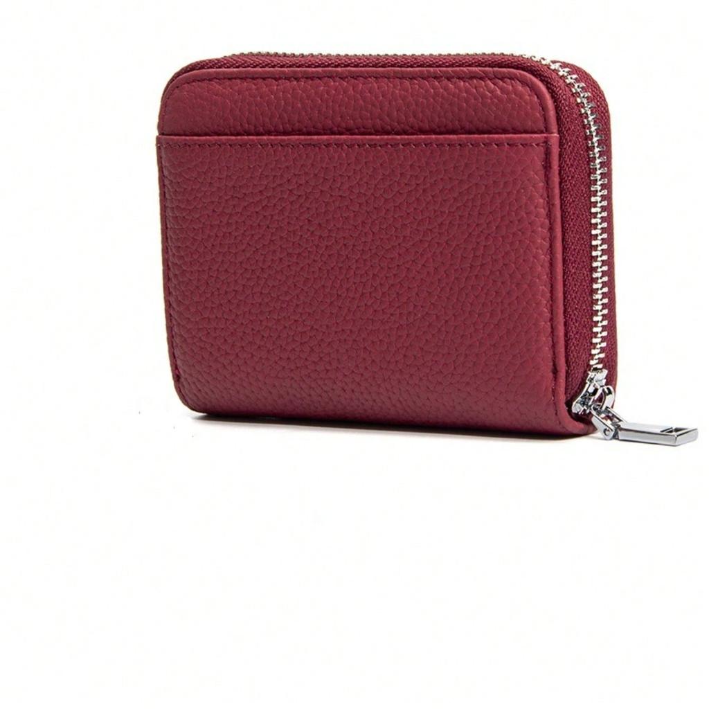 Leather Women's Wallet Short FRID Anti Demagnetization Wire Grid Coin Wallet Men's Card Bag