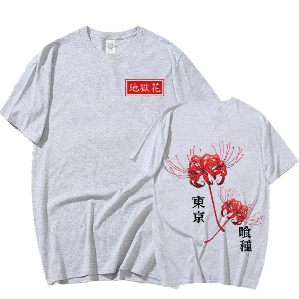 Anime Tokyo Ghoul Spider Lily T-shirt Men Women Cool Kane Kiken Graphic Print Summer Woman Man T-shirts Oversized Streetwear Couples Tees