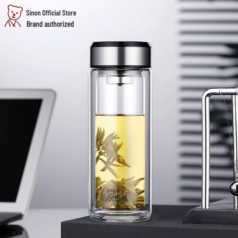 Heenoor Double Wall Crystal Glass Tumbler with Tea Infuser