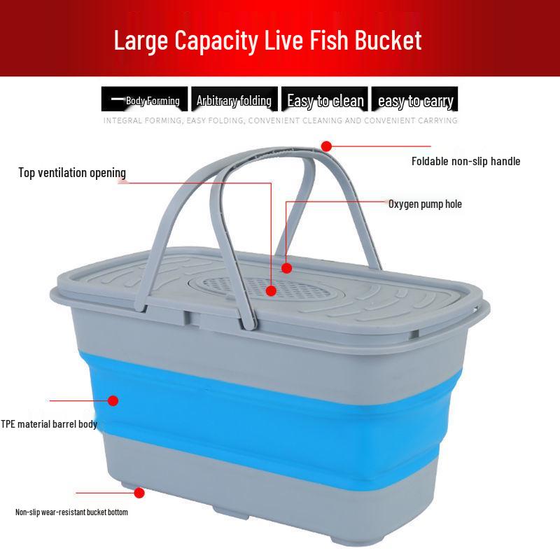 Collapsible Fishing Bucket for Live Fish - Durable and Thickened Fish Keeper Box