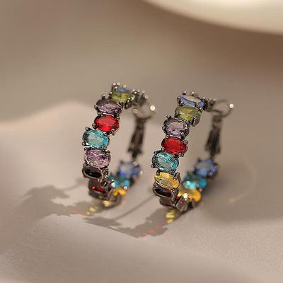 1 Paire Boucles d'Oreilles de Luxe Vintage Noir Gun Cristal Zircon Accessoires Délicats pour Femmes YSX