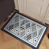 Black Line Flower Tile Doormat - Indoor/Outdoor Entryway Scraper Mat