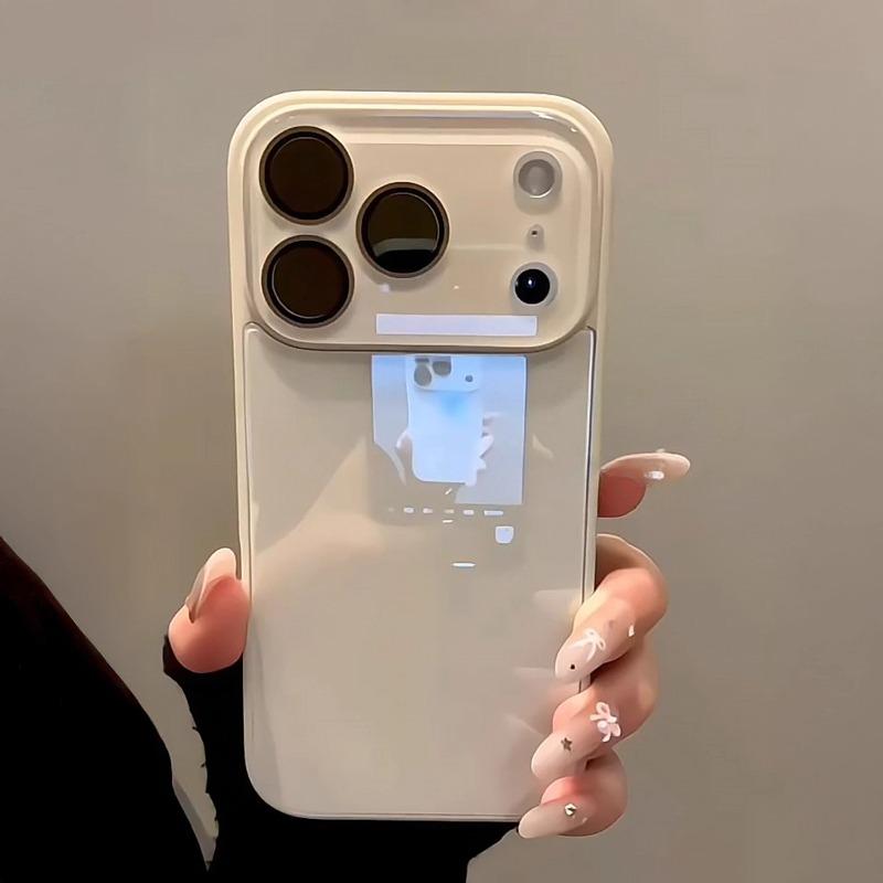 

Luxury Candy Color HD Tempered Glass Silicone Bumpear Phone Case for IPhone 17 Pro Max 16 15 14 13 Cases Camera Protection Cover iPhone 15 бежевый