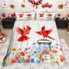 Homewish Wild Cardinal Bird Duvet Cover Set, Merry Christmas Xmas Bed Set, Snow Cherry Blossoms Quilt Cover Set