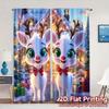 2pcs,Curtains Cute Reindeer Christmas Scene Gift (2) Popular Curtains&Window Treatment Fabric Curtains Holiday for Bedroom,