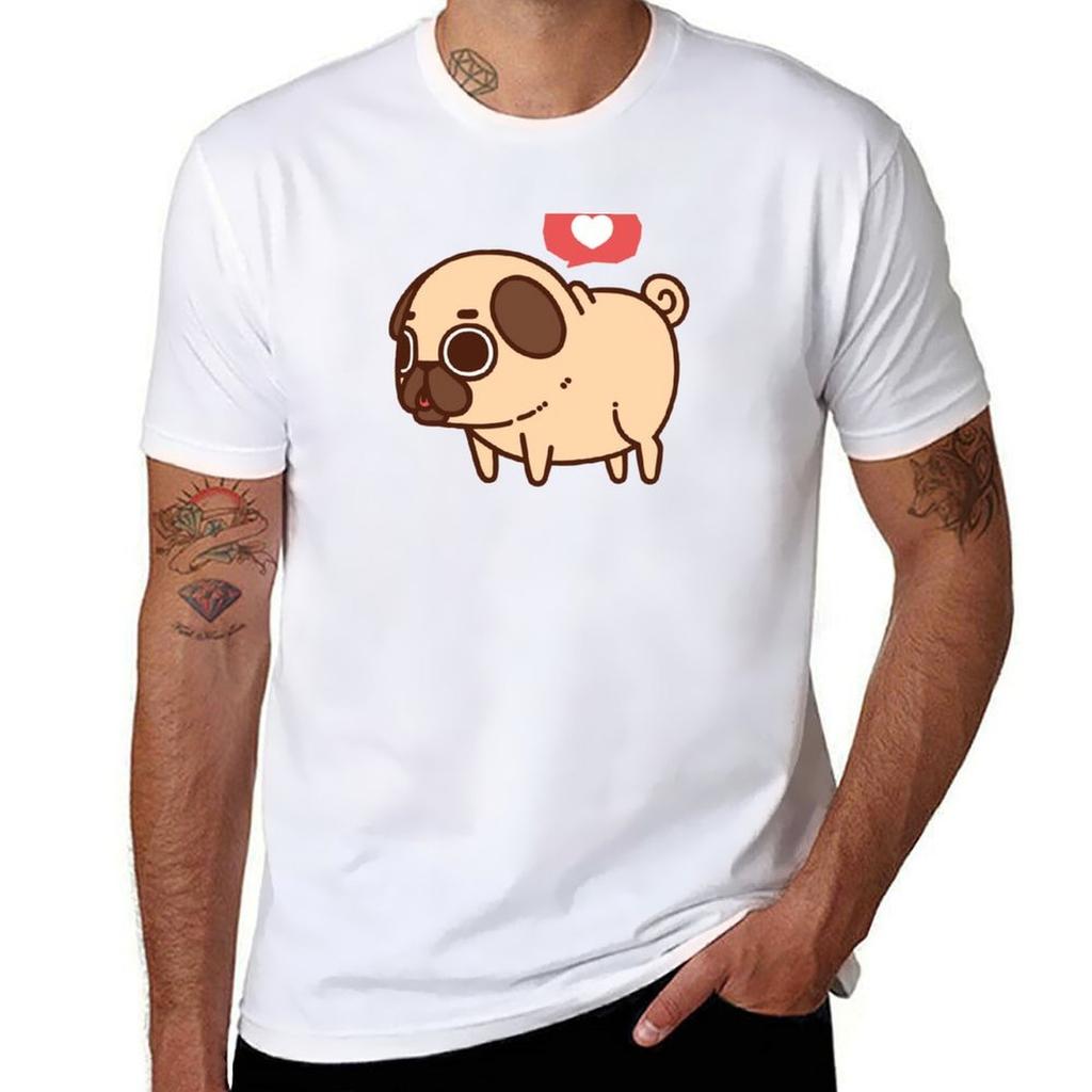 Puglie Pug Tshirt Casual Fashion Short Sleeve Cotton Tshirt