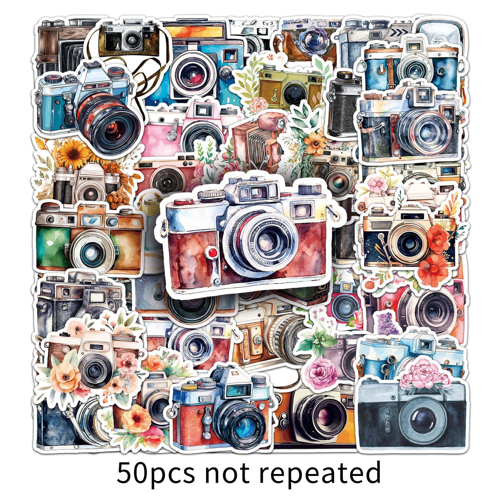 

50 Retro Camera Cartoon Stickers - Waterproof Decorative Journal & Notebook Epoxy Stickers