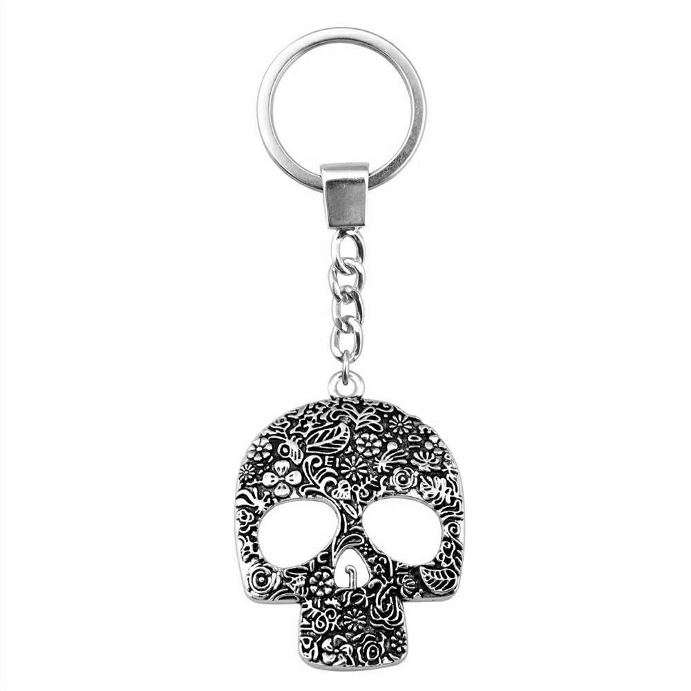 Gothic Floral Cross Keychain Religious Theme Pendant Key Ring 30mm Ring