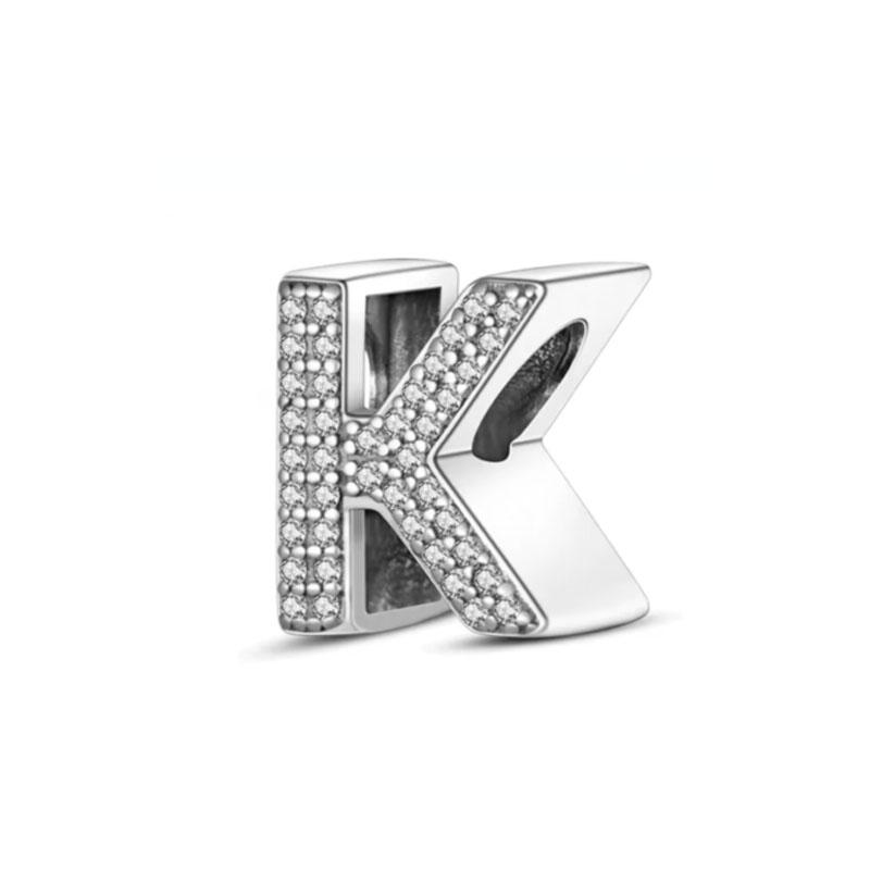 Classics Copper Shiny Zircon English Alphabet Beads Pendant Piece Charms Ideal For Original Fashion Bracelet Jewelry Piece Women Gift