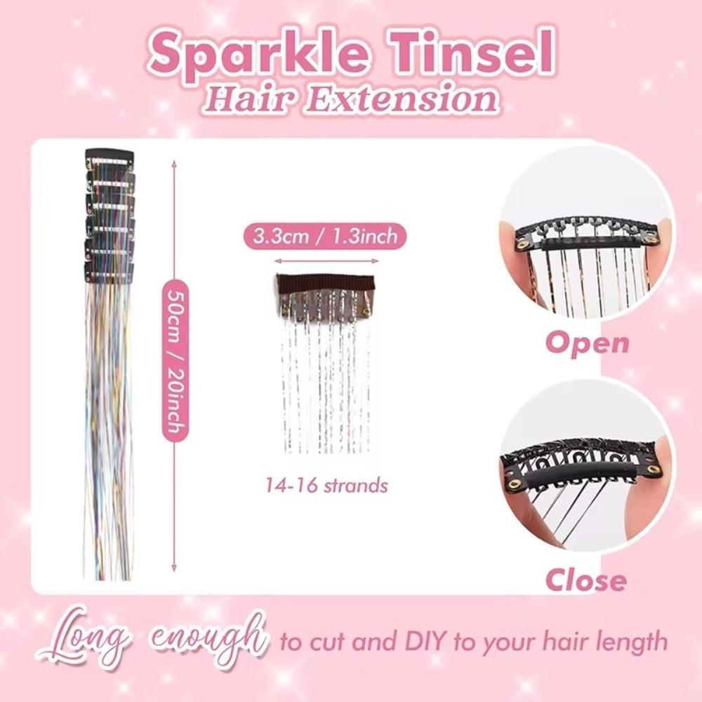 Highlights Clip Clip in Hair Extensions Colored Fairy Hair Hair Highlights Shiny Synthetic Hair Extension Clip