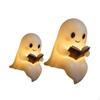 2Pcs Reading Book Lamps Novelty Statues Halloween Decor Spooky LED Night Light for Home Bedroom