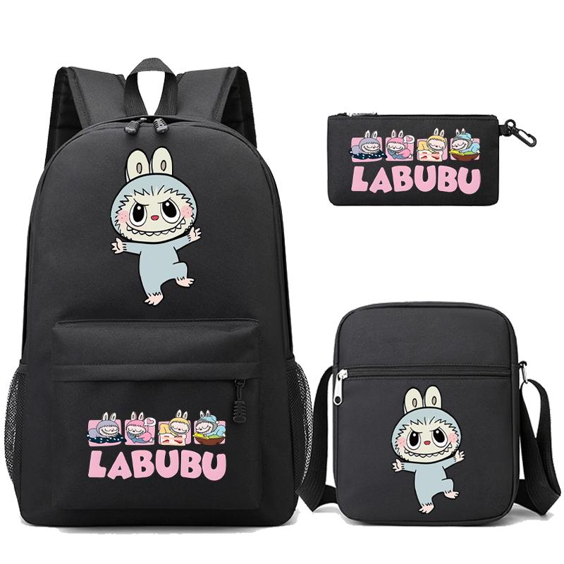 3Pcs/set Cute Printed Backpack with Shoulder Bag Pencil Case Student Girl Boy Schoolbag Large Capacity Bookbag Travel Bag