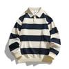 Spring Autumn New Fashion Loose Striped Pique Polo Shirt for Men Women, Trendy Hong Kong Style Streetwear