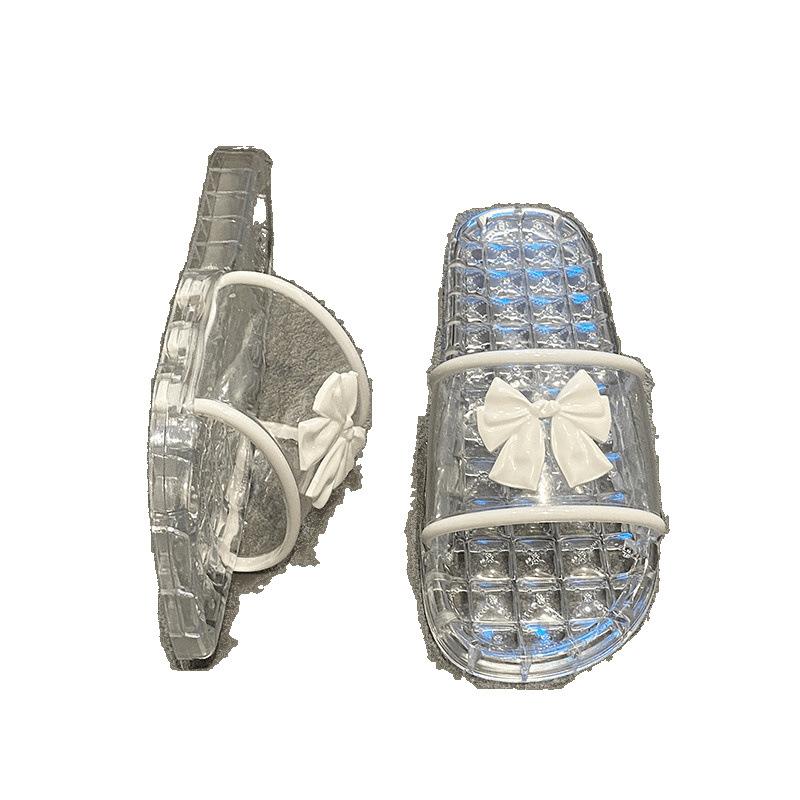 High-end transparent crystal slippers women's home summer bathroom bath non-slip deodorant soft bottom versatile fashion slippers women