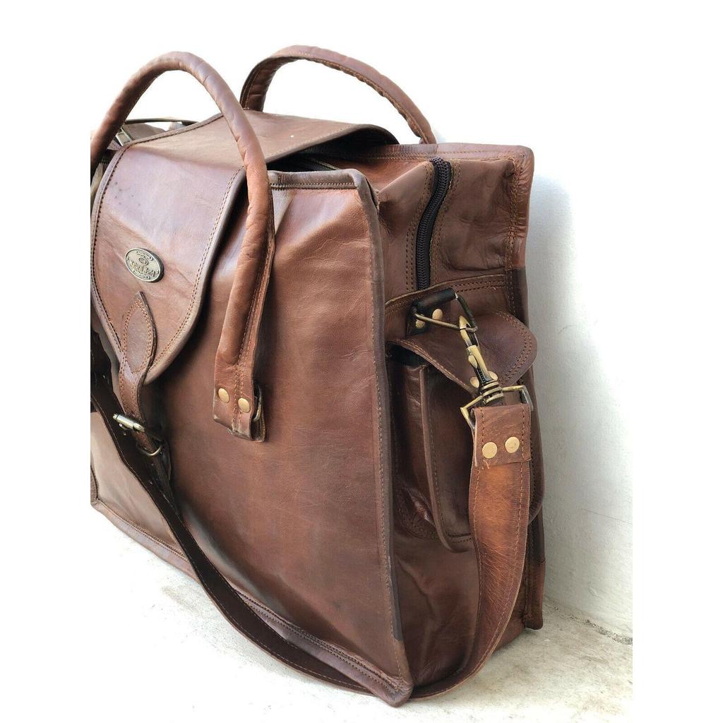 Geantă de călătorie din piele, cu umăr, pentru laptop. Genți noi