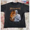 Megadeth Flame Vic with Band Member Signatures Unisex Black T-Shirt, S-