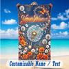 Floral Garden Theme Beach Towel Personalized Custom Name & Text Soft Quick Dry Beach Towel for Swimming Travel
