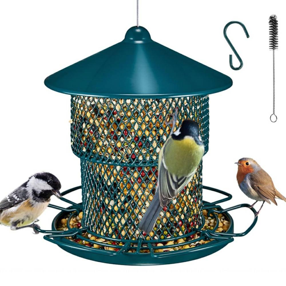 

Hanging Bird Feeder Small Green with Hook and Cleaning Brush for Outdoor Use Type A