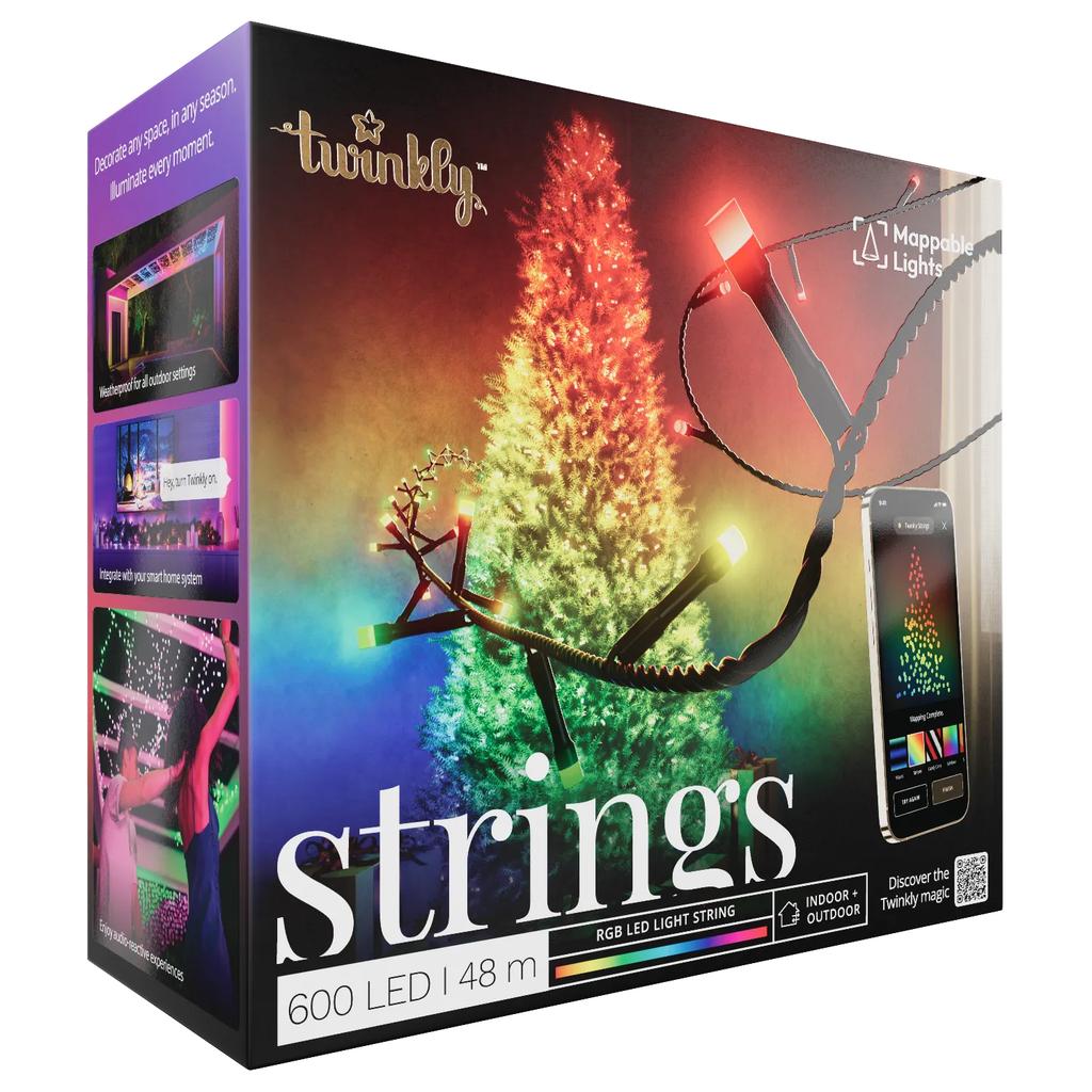 Twinkly Strings 600 Led Rgb Black Wire/Plug F (Eu Type)