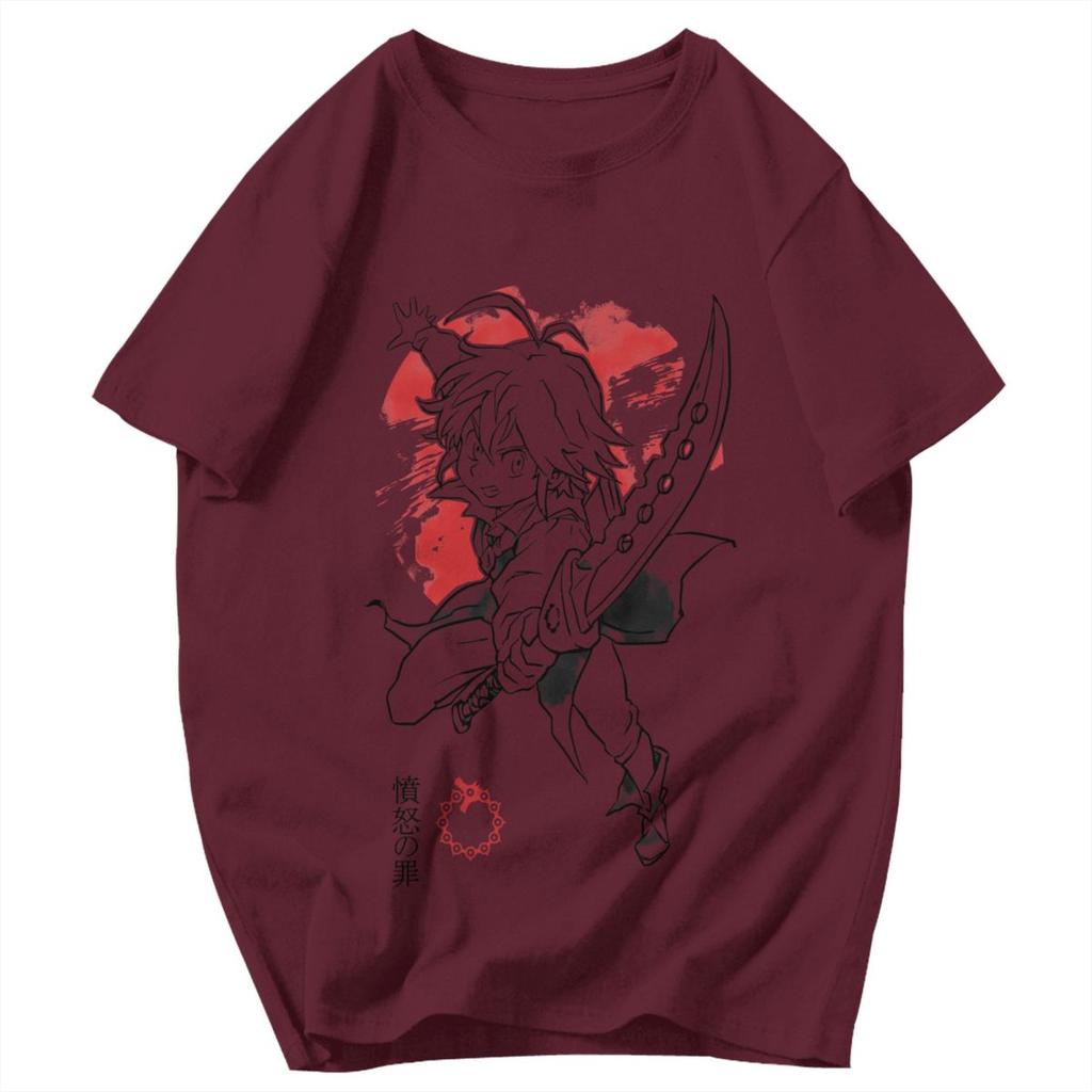 Men T Shirt Seven Deadly Sins Escanor Anime Cotton Y2K Graphic Anime Unisex Tops T Shirts