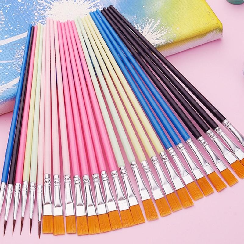 10 Pieces Paint Brushes Profession Paint Brush Round Pointed Tip Nylon Brush Set