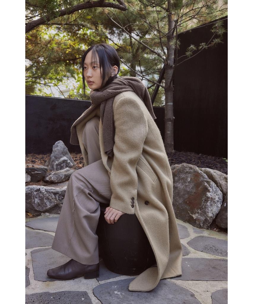 Youth Oversized Double Breasted Coat - Beige