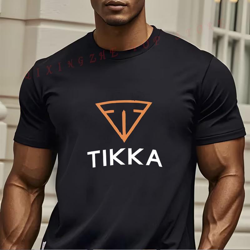 

Мужская футболка с коротким рукавом TIKKA с принтом TIKKA Смешной подарок для мужчин Футболки с коротким рукавом Топ с круглым вырезом S