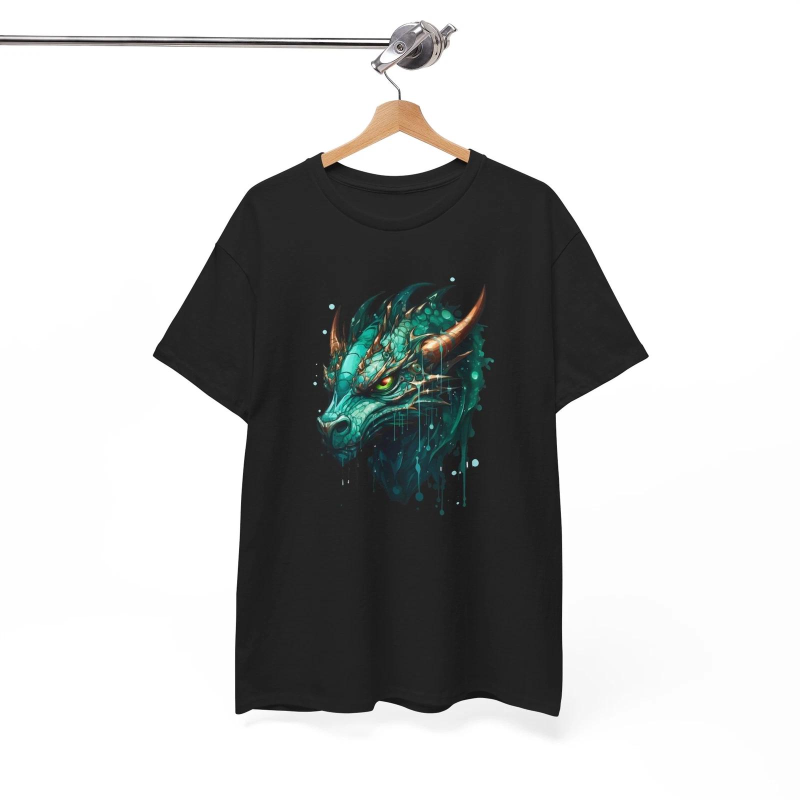 Fantasy T-Shirt | Magical Creatures Shirt | Green Dragon Shirt L