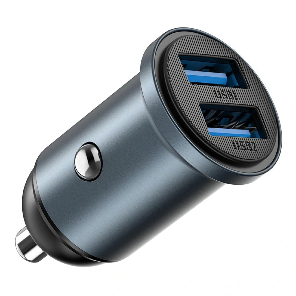 WIWU Wi?CC031 Nano Lite 12W Aluminum Alloy Car Charger Dual USB QC3.0 Fast Charging Adapter