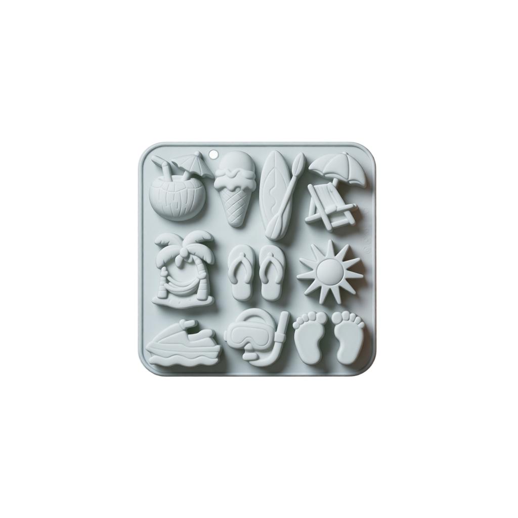 12 Cavity Summer Beach Silicone Chocolate , Candy, Resin, Baking