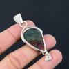 Daughters Day Deal Sterling Silver Pear March Natural Bloodstone Sister Pendant
