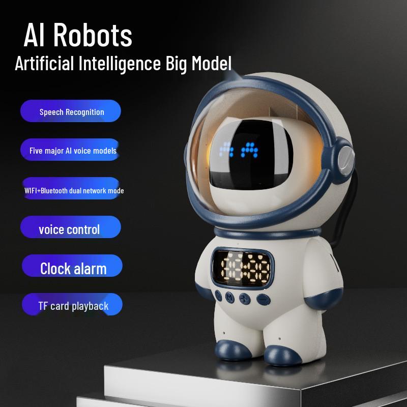 Astronaut AI Bluetooth Alarm Clock Speaker with Radio & TF Card Support