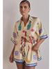 25th Anniversary Summer Cartoon Lapel Cardigan & Shorts Set