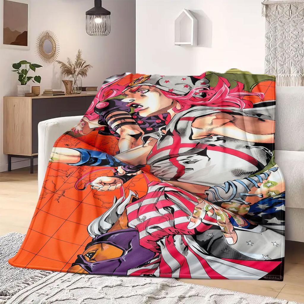 JOJO anime Flannel Blanket Warm,Comfortable,Suitable for Bedrooms,Sofas,Beds,Chairs,Picnics,Travel