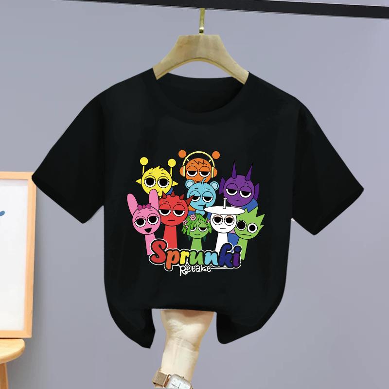 Pure Cotton Rhythm Box Children's Short-sleeved T-shirt Summer New Girls' Half-sleeved Sprunki Boys' Top