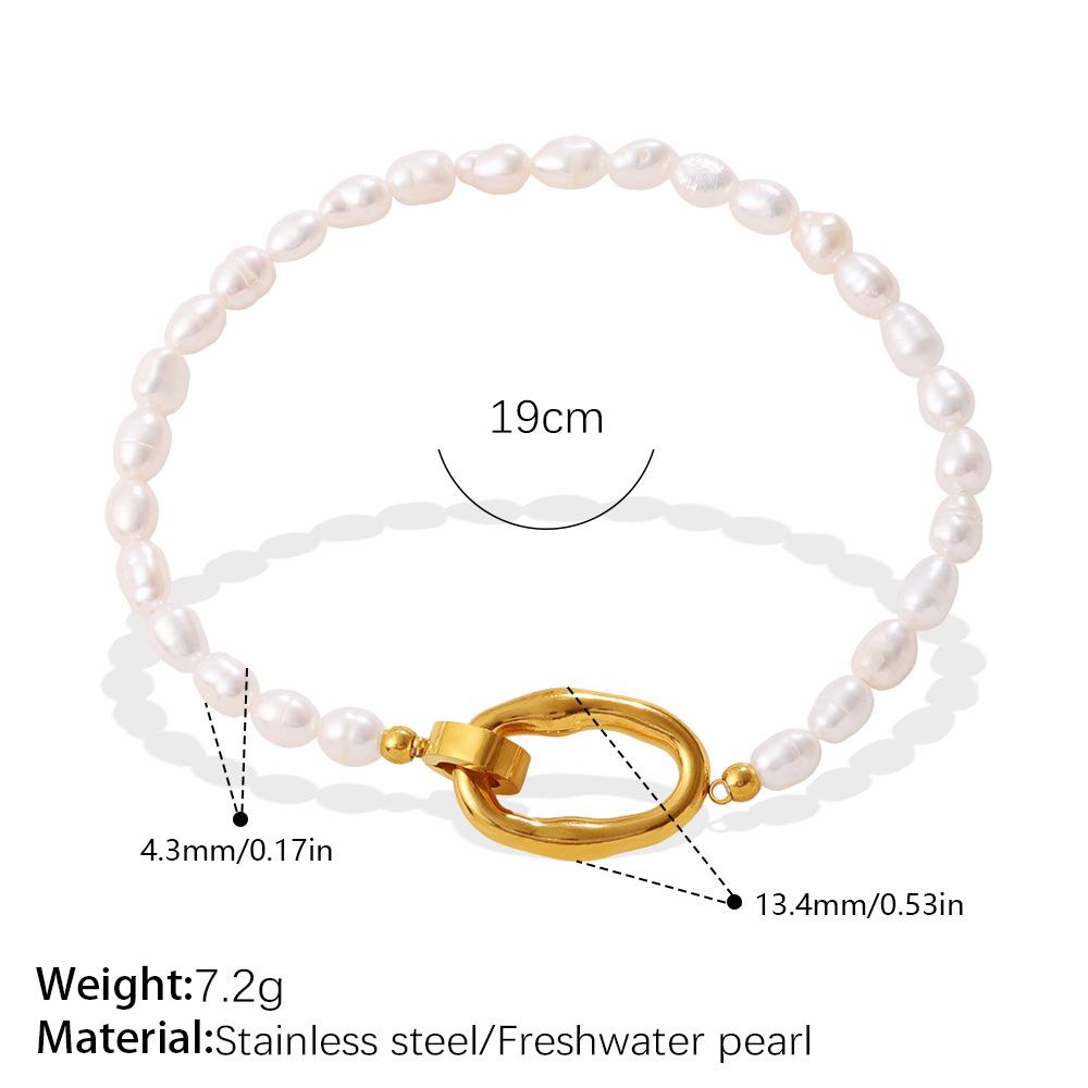 

Gentle French Irregular Freshwater Pearl OT Clasp Bracelet & Necklace, Luxury Jewelry Set 1