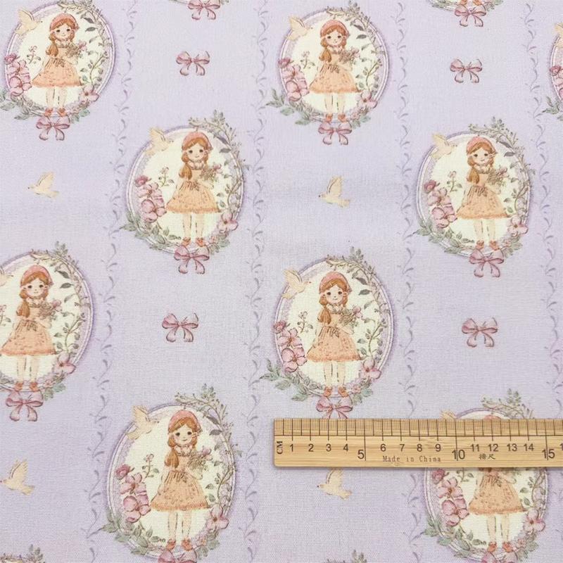 0.5m/1m/2m Encrypt Cotton Linen Cartoon Princess Girl Printed Fabric for Decorative Cloth Tablecloths Curtains DIY Sewing Fabric