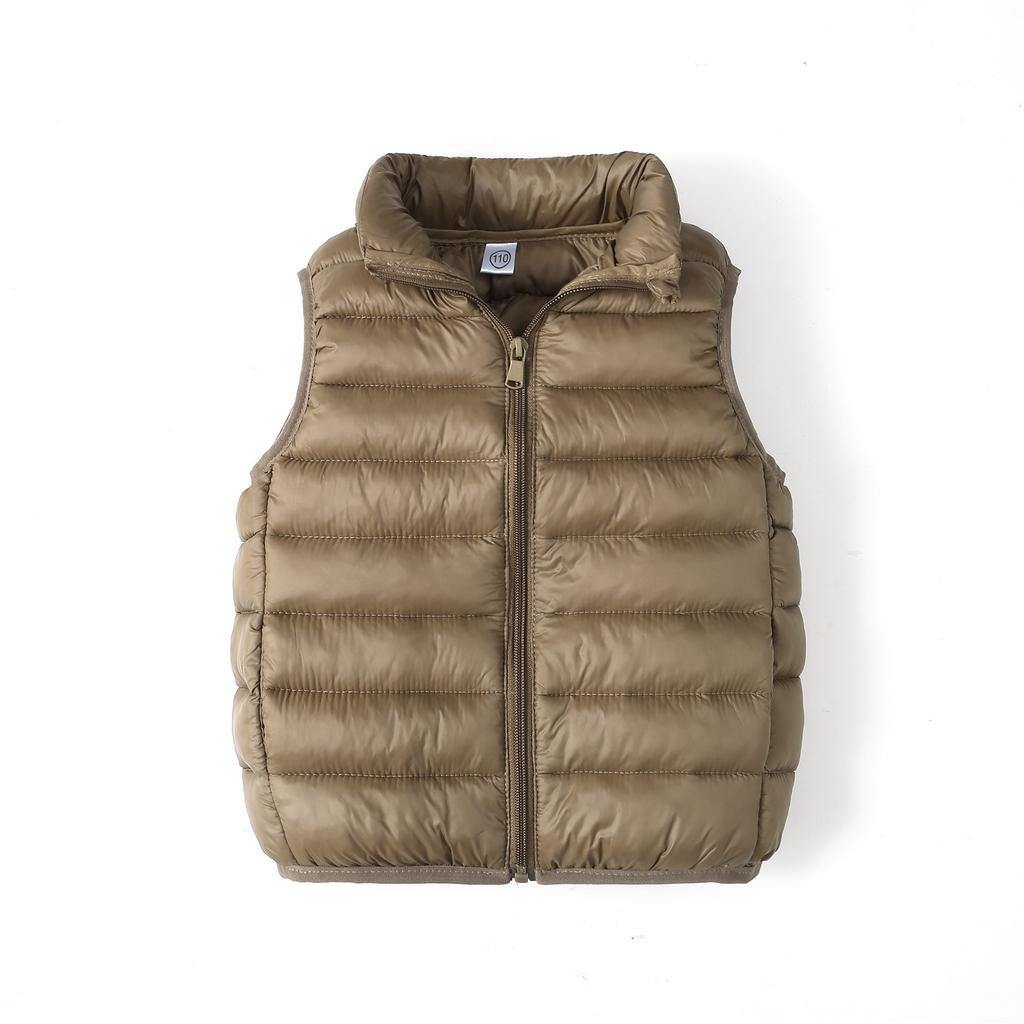 Children's Autumn Winter Stand Collar Casual Light Jacket Waistcoat Children Simple Solid Coat Clothes
