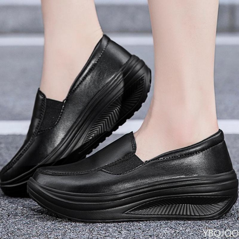 Spring Autumn New White Women'S Sports Shoes With Thick Sole Increased Height  Simple Comfortable Versatile Single Shoe