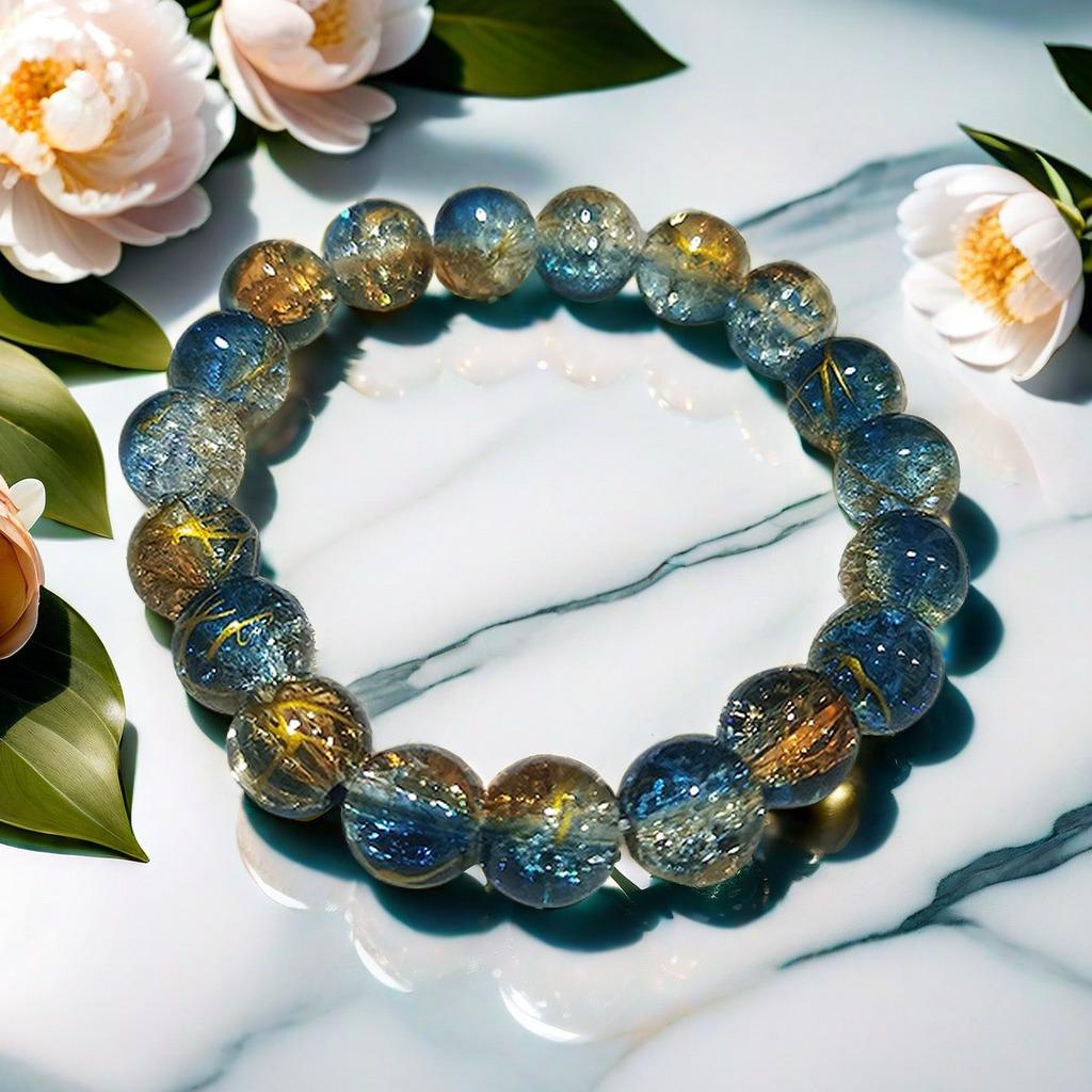 10mm Dopamine Jade Crushed Glass Bracelet: Women's Light Luxury Fidget Beaded Bracelet