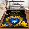 Sunflowers and Heart with Psalm Verse Rug Non-slip Rug Suitable for Living Room and Bedroom Sofas.