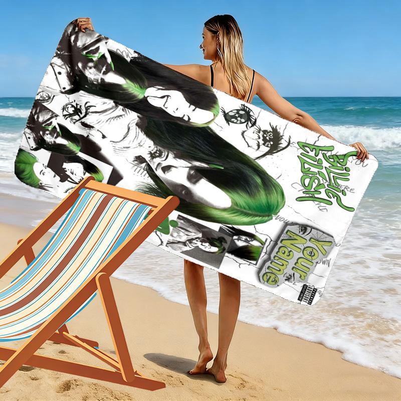 Name Custom Billie Poster Print Beach Towel, Large Soft Quick Dry Towel for Beach Camping Swimming