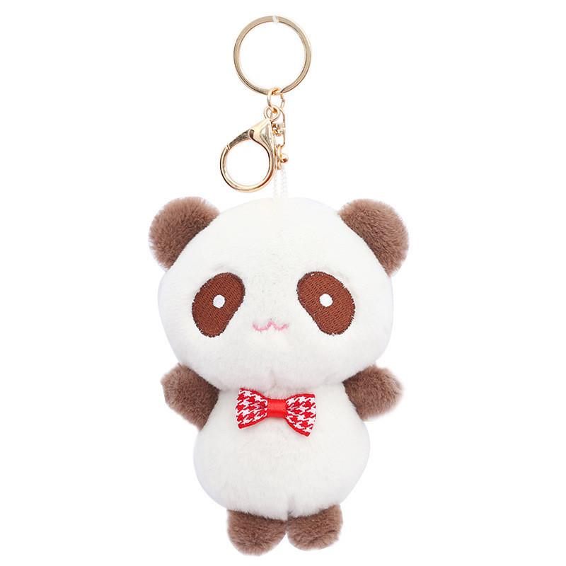 Adorable Plush Panda Keychain Toy Soft Snow Mink Stuffed Animal Key Ring Trendy Bag Charm