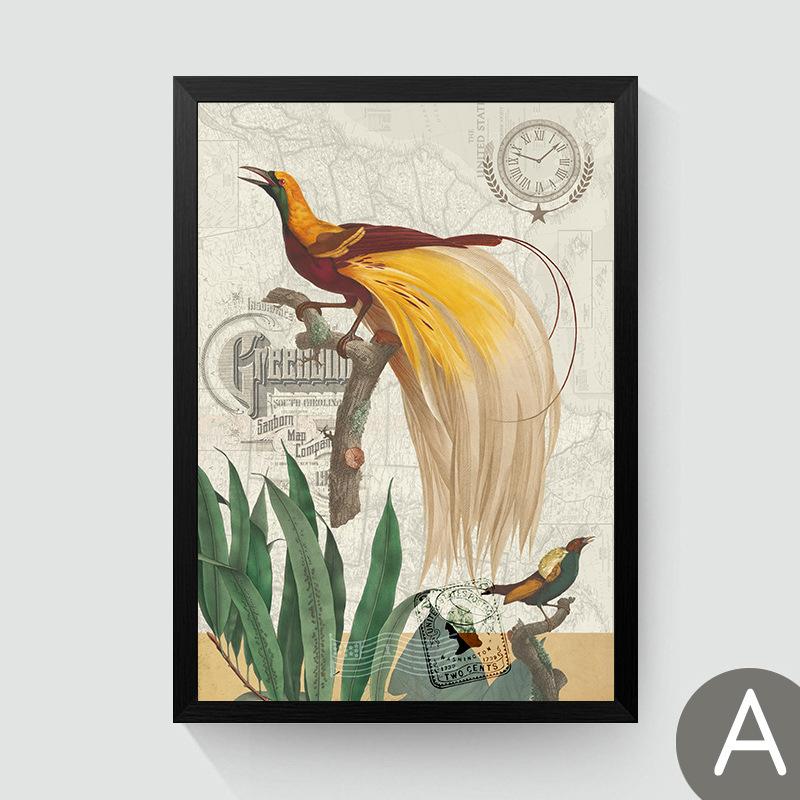 Pastoral Zoo Park Birds On Tree Animal Canvas Painting American Style Home Decor Wall Picture For Bedroom Background