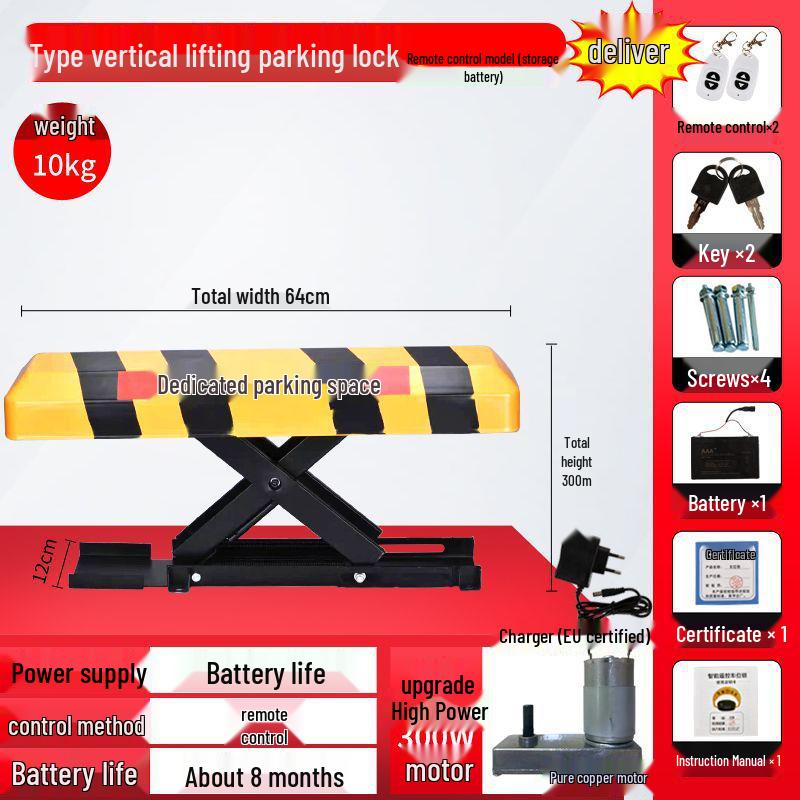 Smart Waterproof Remote Control Parking Lock with Anti-Collision Sensor and Thickened Lithium Battery