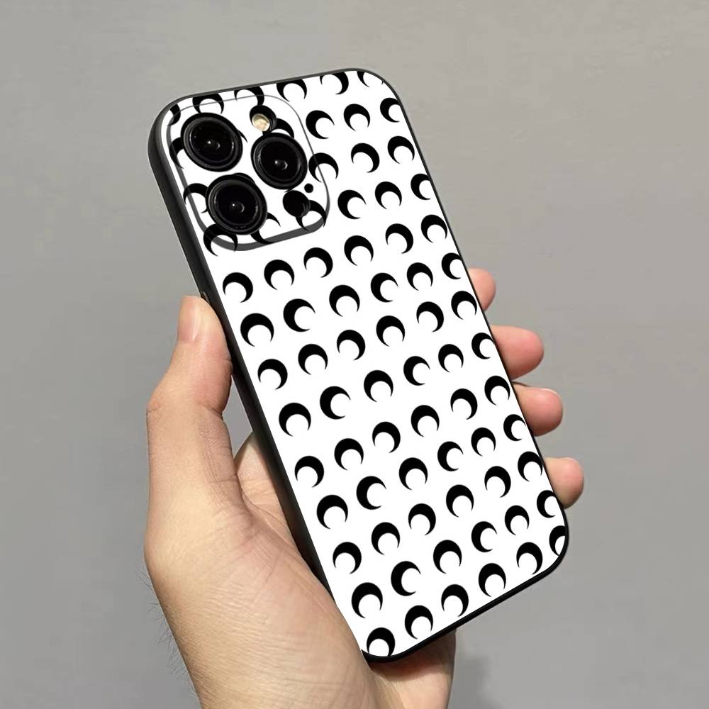

Luxury M-Marine Serre Phone Case For IPhone 17 16 15 14 13 12 11 Pro Max Plus Mini Soft Black Cover iPhone 16 pro