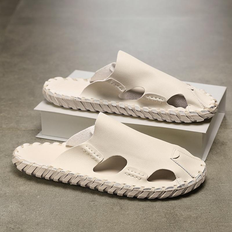 Fashion Driving Shoes Men's Summer Baotou Soft Bottom Sandals and Slippers Year's New Deodorant Leather Sandals Men's Casual Beach Shoes