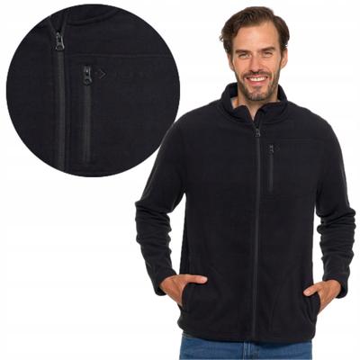 MEN'S FLEECE JACKET WITH POCKETS, ZIPPERED, THICK, BLACK, WARM, MORAJ XXL Black